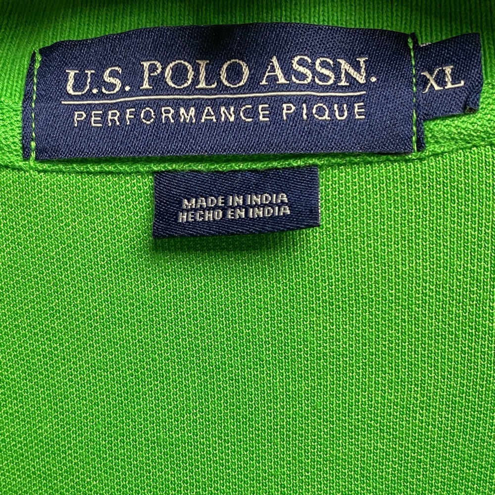 U.S. Polo Assn. Neon Green Polo Shirt with White Logo - Picture 2 of 5